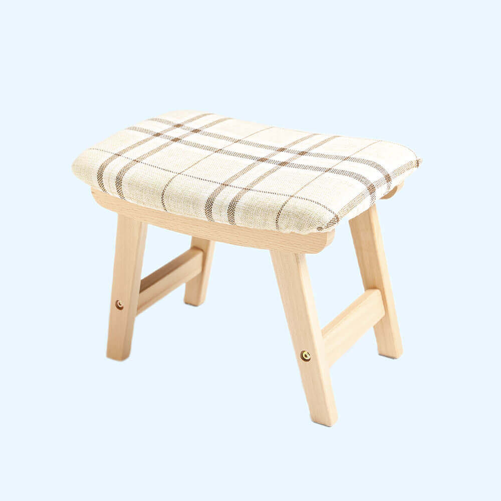 Wooden Step Ottoman, Tufted Step Stool for Adults, Square Cushion Foot Stool,  Small Stool with Non-Slip Pad, Modern Stool Suitable for Bedroom, Living  Room and Kitchen, Orange 