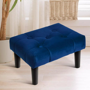 small blue footstool ottoman