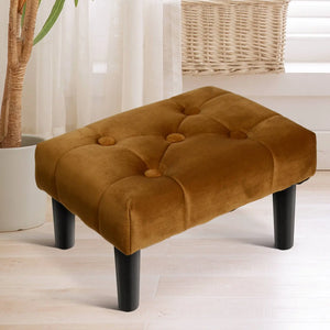 Small Foot Stool Square Leather Ottoman Foot Rest Cushion for Living Brown