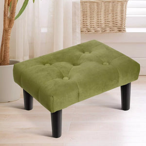 HOUCHICS Small Ottoman Footstool | Velvet Footstool & Sofa Footrest Green / 1 Pack