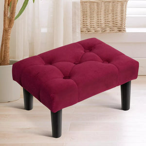 small red footstool ottoman