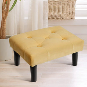 Soohow Foot Stool Small Ottoman Rest, Velvet Small, Matcha Green-bone