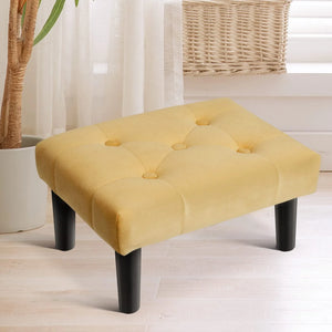 small yellow footstool ottoman