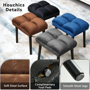 HOUCHICS Square Makeup Stool with Wooden Legs